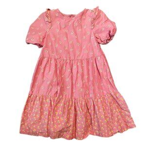Okie Dokie Floral Cottagecore Cotton Dress 4T Rose Boho Prairie Tiered 4 Toddler
